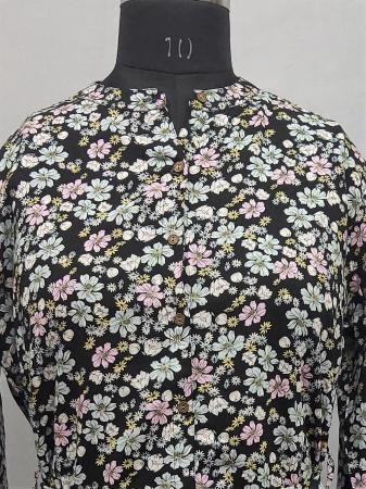 Black Floral Cotton Midi with waist tie