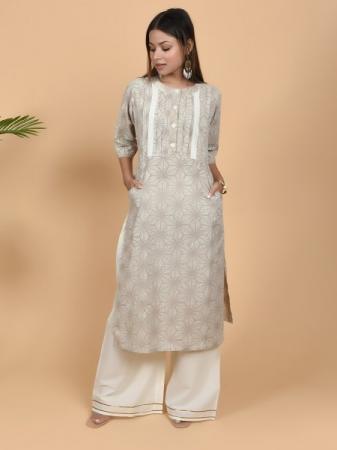 Pure Cotton Printed Kurti with Pocket with Plazzo