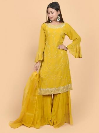 Mustard Georgette suit set