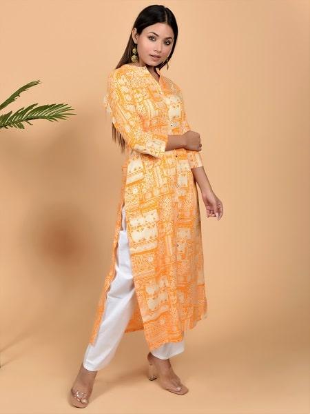 Cotton Slub Printed Kurti with Plazzo