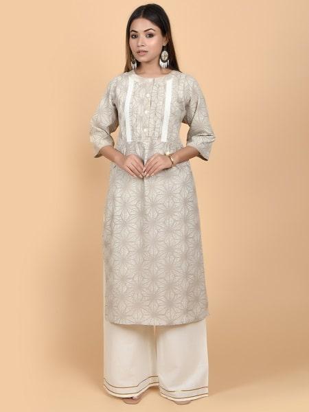 Pure Cotton Printed Kurti with Pocket with Plazzo