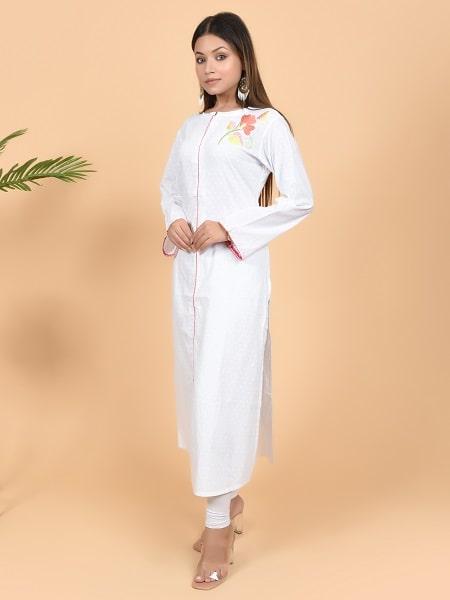 Cotton Kurti with Embroidery Patch